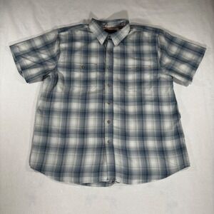 Ridgecut Button Down Shirt Mens 2XL Blue Plaid Excellent Short Sleeve Vented